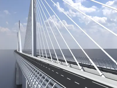 Suspension Bridge Millau Viaduct 3D model