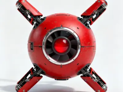 Realistic Sci-Fi Red Hover Drone 3D Model Low-poly 3D model