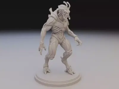 Insectoid Alien Statue - Sci-Fi Creature Warrior 3D print model