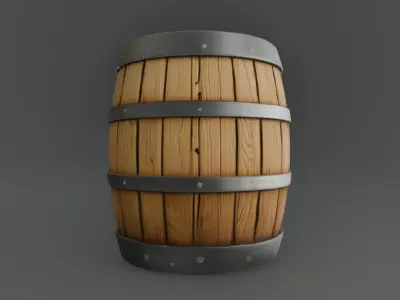 Stylized Wooden Barrel Environment Prop Low-poly 3D model