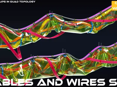 Cables and Wires set 3D model purchase