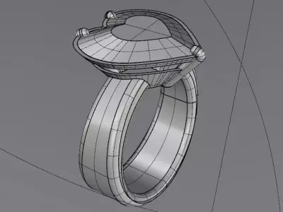 Anello con pietra a cuore Free 3D model