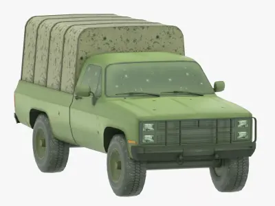 Military Cargo Pickup Truck Vehicle Army Game Ready Low-poly 3D model