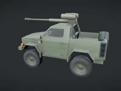 military armored vehicle with mounted cannon 3D model