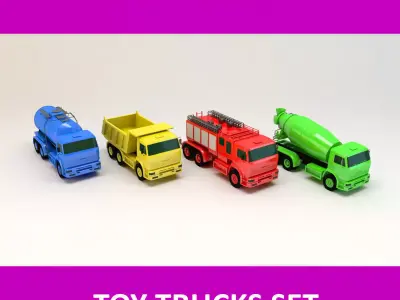 Toy Trucks Set Low-poly 3D model
