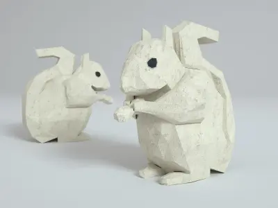 Low Polygon Paper Squirrel Low-poly 3D model