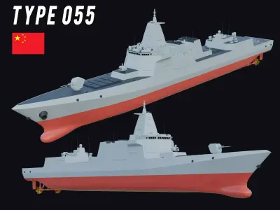 Type 055 destroyer Low-poly 3D model 3D model