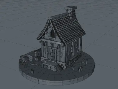 Epic Medieval House Low-poly 3D model