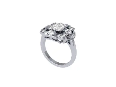 Princess  ArtDeco Ring 3D print model