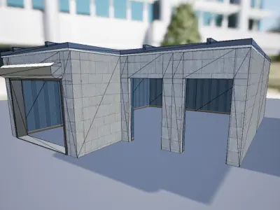 Low-poly 3D model garage Free low-poly 3D model