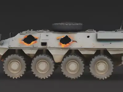 Destroyed Armored Personnel Carrier APC 3D Model Low-poly 3D model
