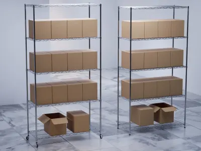 Stainless steel shelving system wire shelf 3D model 3D model