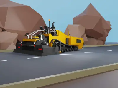 Asphalt Paver Heavy Vehicle Low-poly 3D model