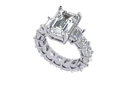 3 - stone Emerald Ring 3D print model purchase