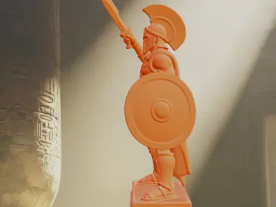 Stylized Spartan Warrior Statue Stone Printable 3D print model purchase
