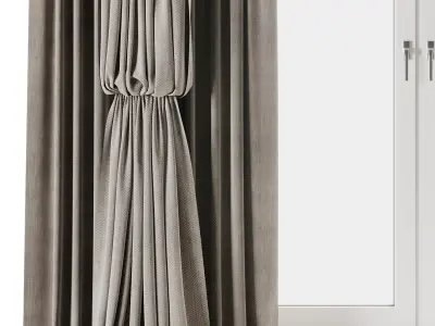 Rod Curtains with Room brown Curtains 25 HBH 3D model
