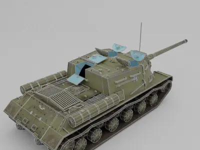 ISU-122 Tank Destroyer Low-poly 3D model