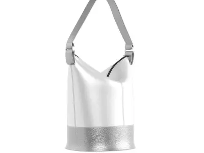 Silver Leather Bucket Bag 3D model