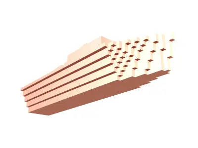 Voxel Style Simple Warship v1 007 Low-poly 3D model