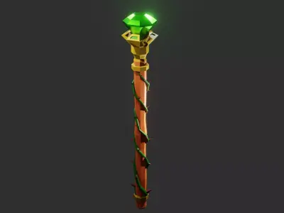 Mage Staff Low-poly 3D model