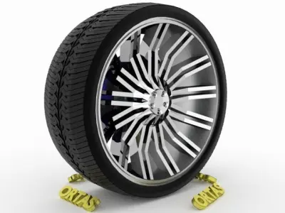 ORTAS CAR WHEEL RIM 86 GAME READY WHEEL RIM TIRE 3D model
