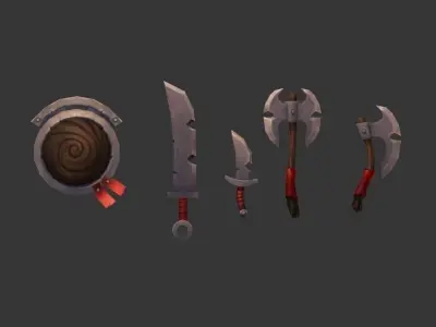 Handpainted Weapon Pack Low-poly 3D model