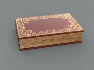 Old leather cover book Low-poly 3D model