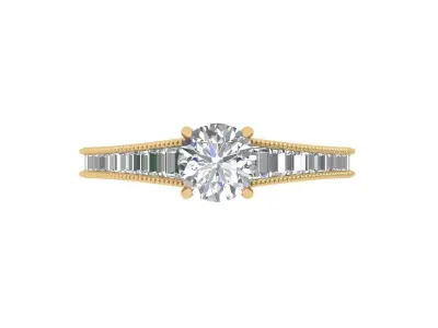 Solitaire Engagement Art Deco Ring 3D print model 53
