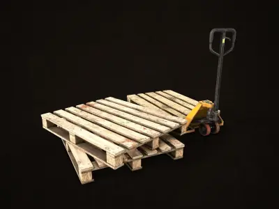Pallet Jack with Pallets Low-poly 3D model
