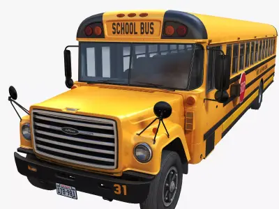 80s generic american yellow school bus Low-poly 3D model