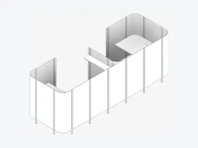 Office Pod - Workspace - Officetec - Back To Back - Same Facing Low-poly 3D model