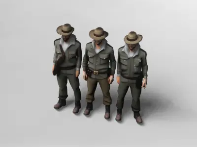 3D Model of Adventurer Man in Casual Military Outfit 3D model