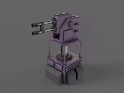 PBR Turret Gun 02 Purple Low-poly 3D model