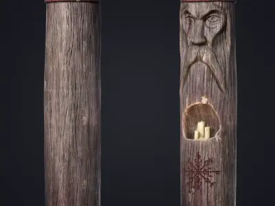 Wooden Totem 4 Low-poly 3D model