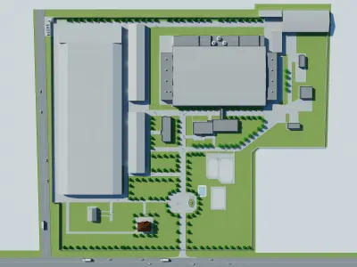 Factory Building 3D model low poly 3D model