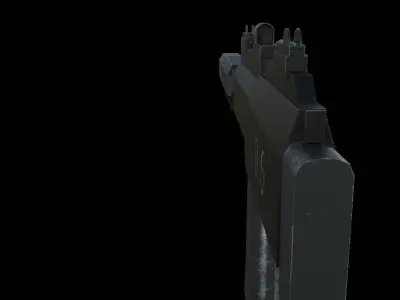 Sci-fi gun Low-poly 3D model 10