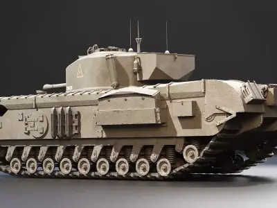 Churchill Mk VII A22F- WW2 British Heavy Tank Low-poly 3D model