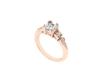 Solitaire Engagement Ring 3D print model 81