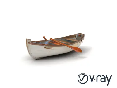 Rustic Rowboat with Oars model pack Low-poly 3D model