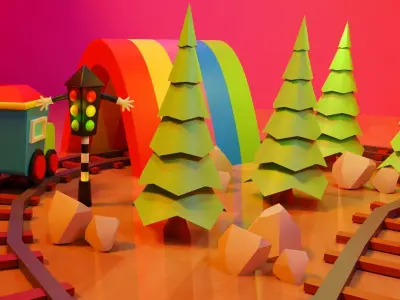 Train toy for Cartoon Low-poly 3D model