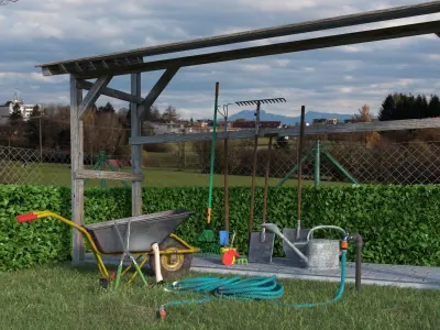 garden assets Low-poly 3D model