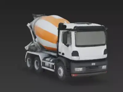 Heavy Industrial Concrete Mixer Truck 3D Model Low-poly 3D model