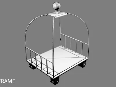 Trolley 3 golden cart with seat 3D model