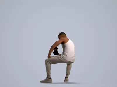 00182Terrell009 - Adult Black man exercising in casual 3D model