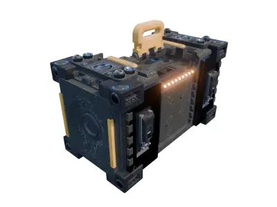 Sci-fi box crate Low-poly 3D model