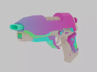 Low Poly Sci-fi Piston Gun Low-poly 3D model