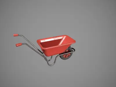 Red Wheelbarrow Low-poly 3D model purchase