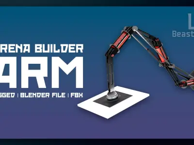 Mechanical Robot Arm Arena Builder Rigged 3D model