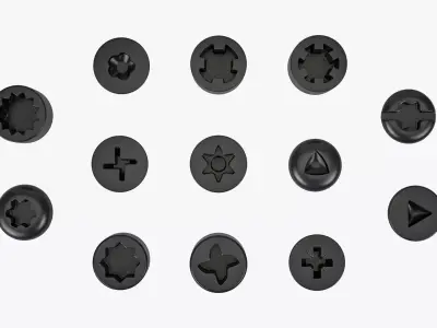 Screw Heads Collection 3 Low-poly 3D model