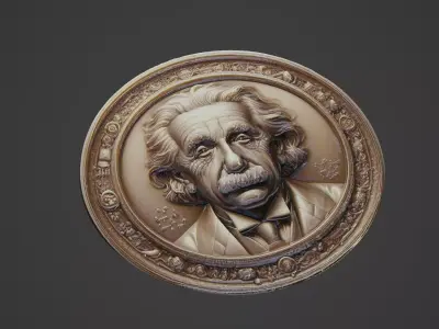 Albert Einstein Medallion 3D print model